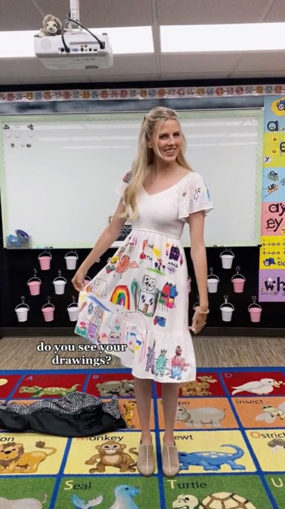 Teacher Gives Students White Dress, They Make It Into A One-Of-A-Kind Dress
