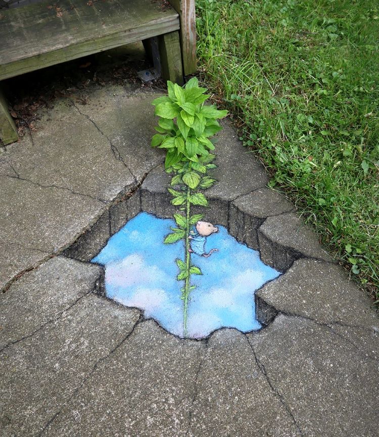 Chalk Artist Transforms City Streets With Charming Interactive Drawings